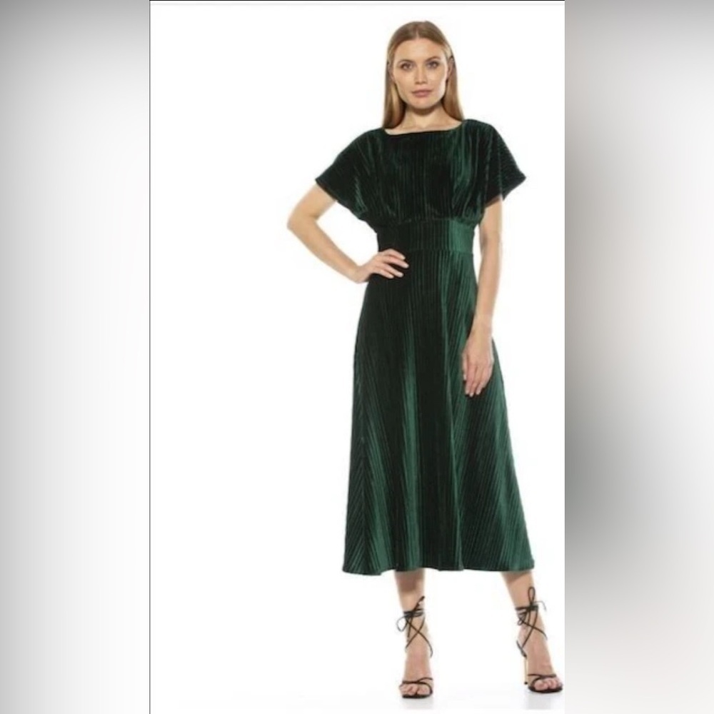 Alexia Admor Dark Green Pleated Maxi Dress